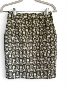 Boden Gabriella Pineapple Print Olive Retro Chic Summer Green Pencil Skirt Sz 2P